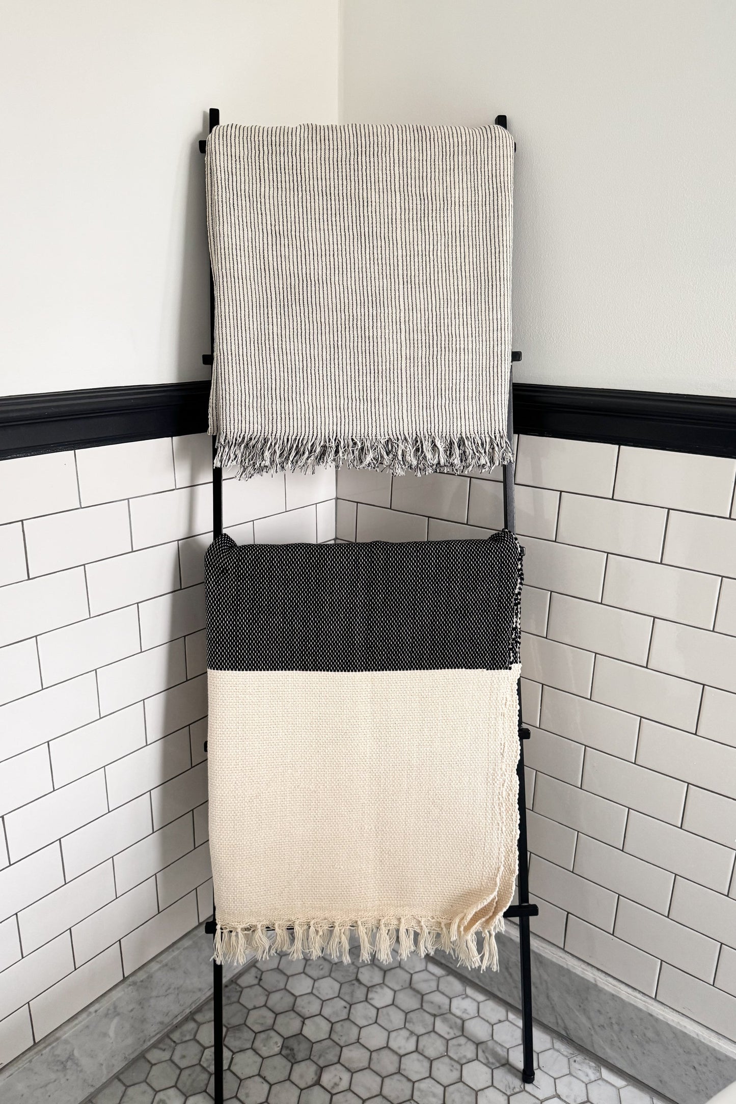 Charcoal and Ivory Kilim Throw | Home & Loft