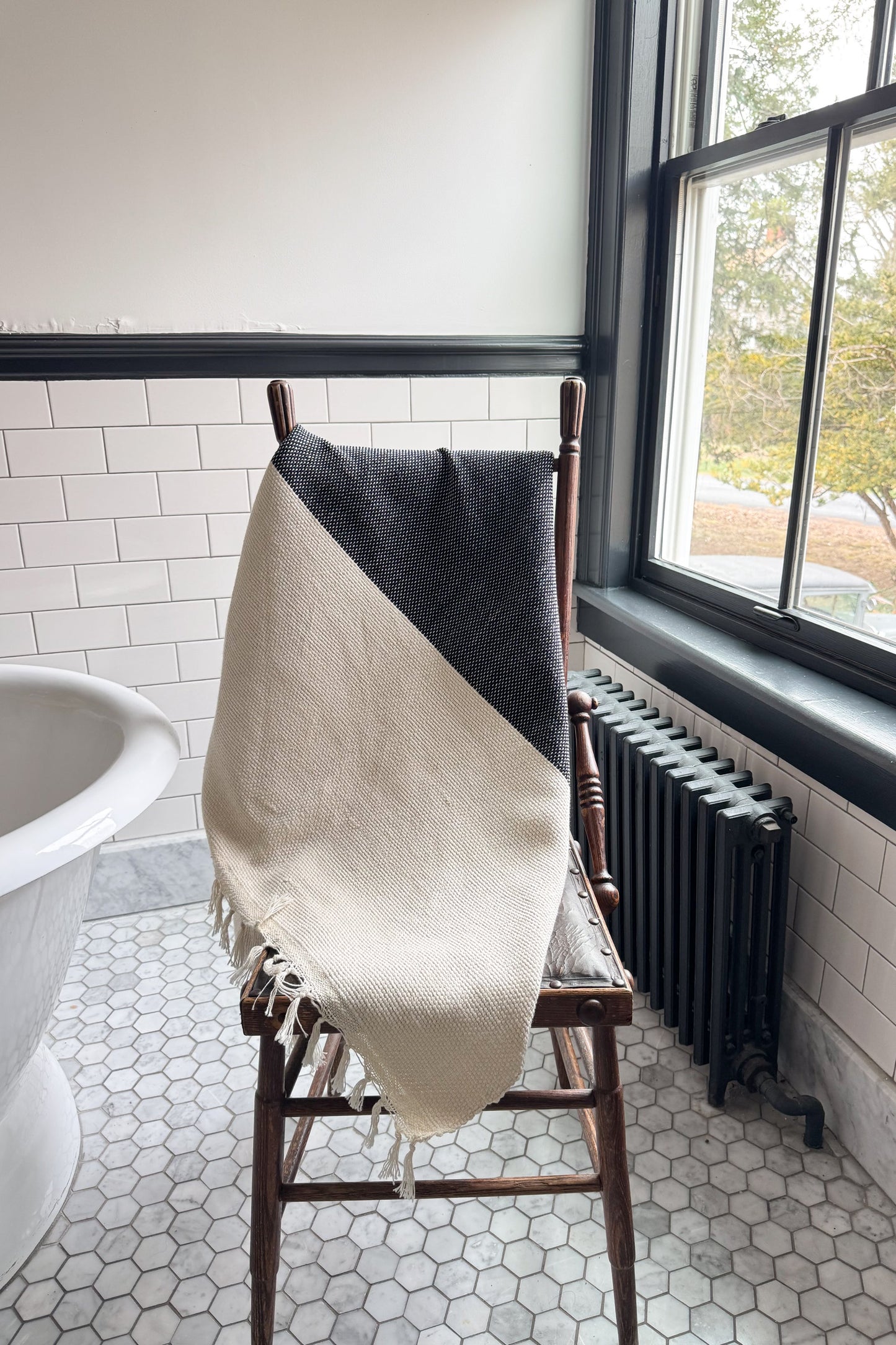 Charcoal and Ivory Kilim Throw | Home & Loft