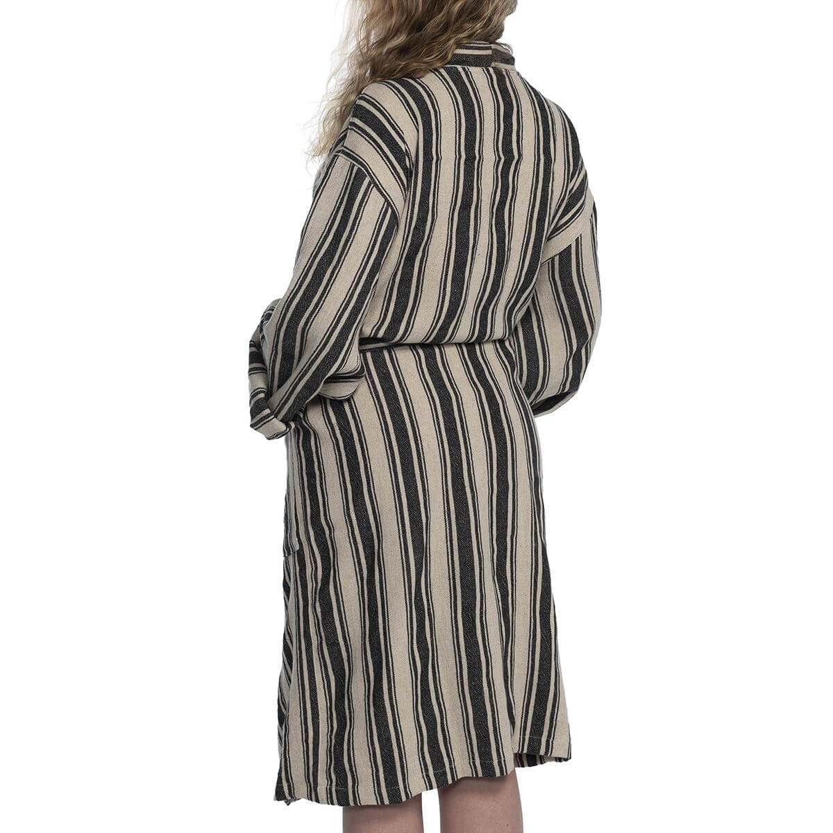 Hand-Woven Cotton-Linen Kimono Bathrobe – Lightweight Unisex Robe