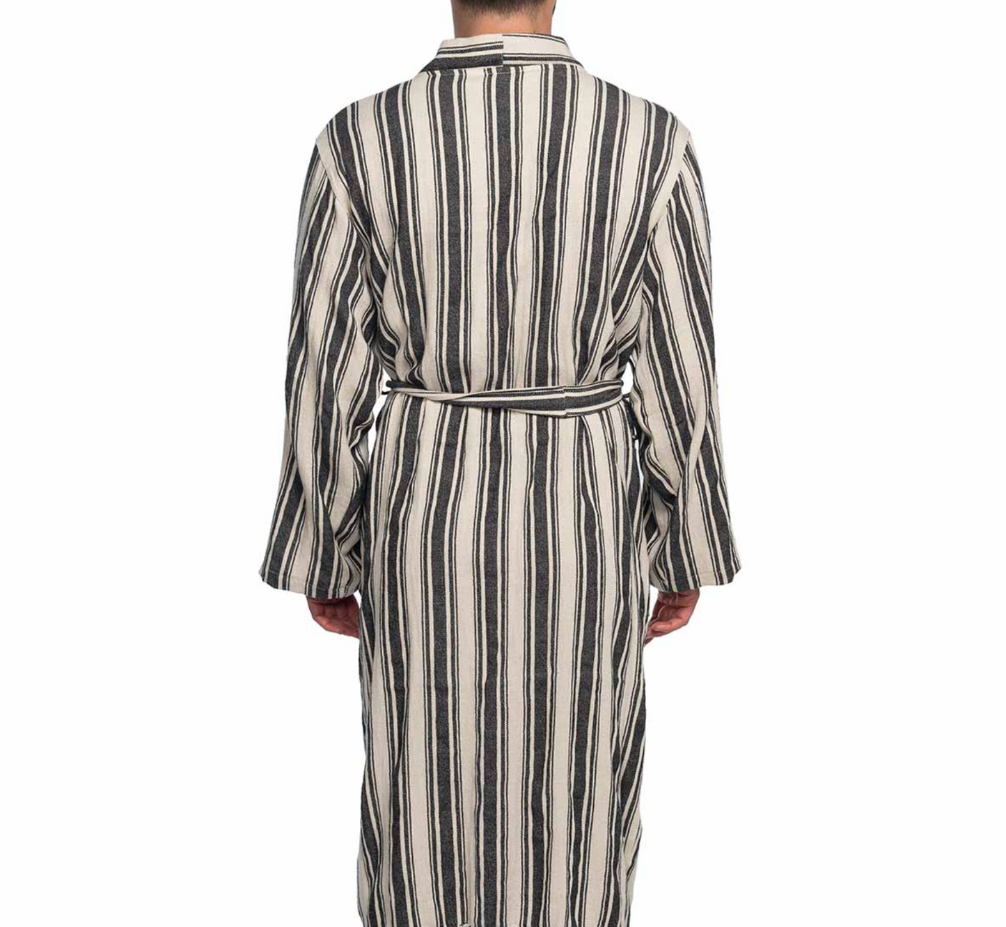 Hand-Woven Cotton-Linen Kimono Bathrobe – Lightweight Unisex Robe