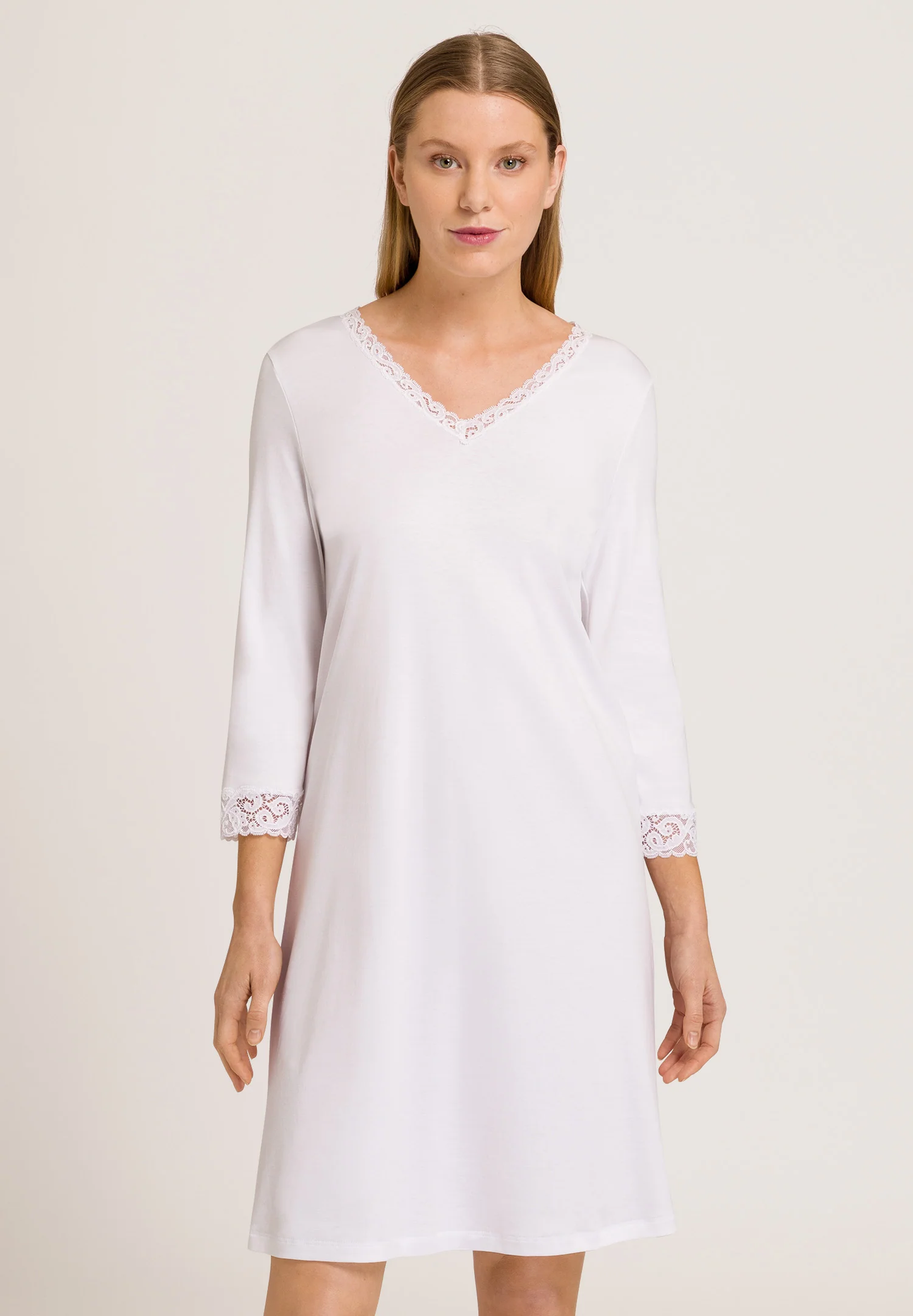 Lace Trim Cotton Nightgown | Hanro