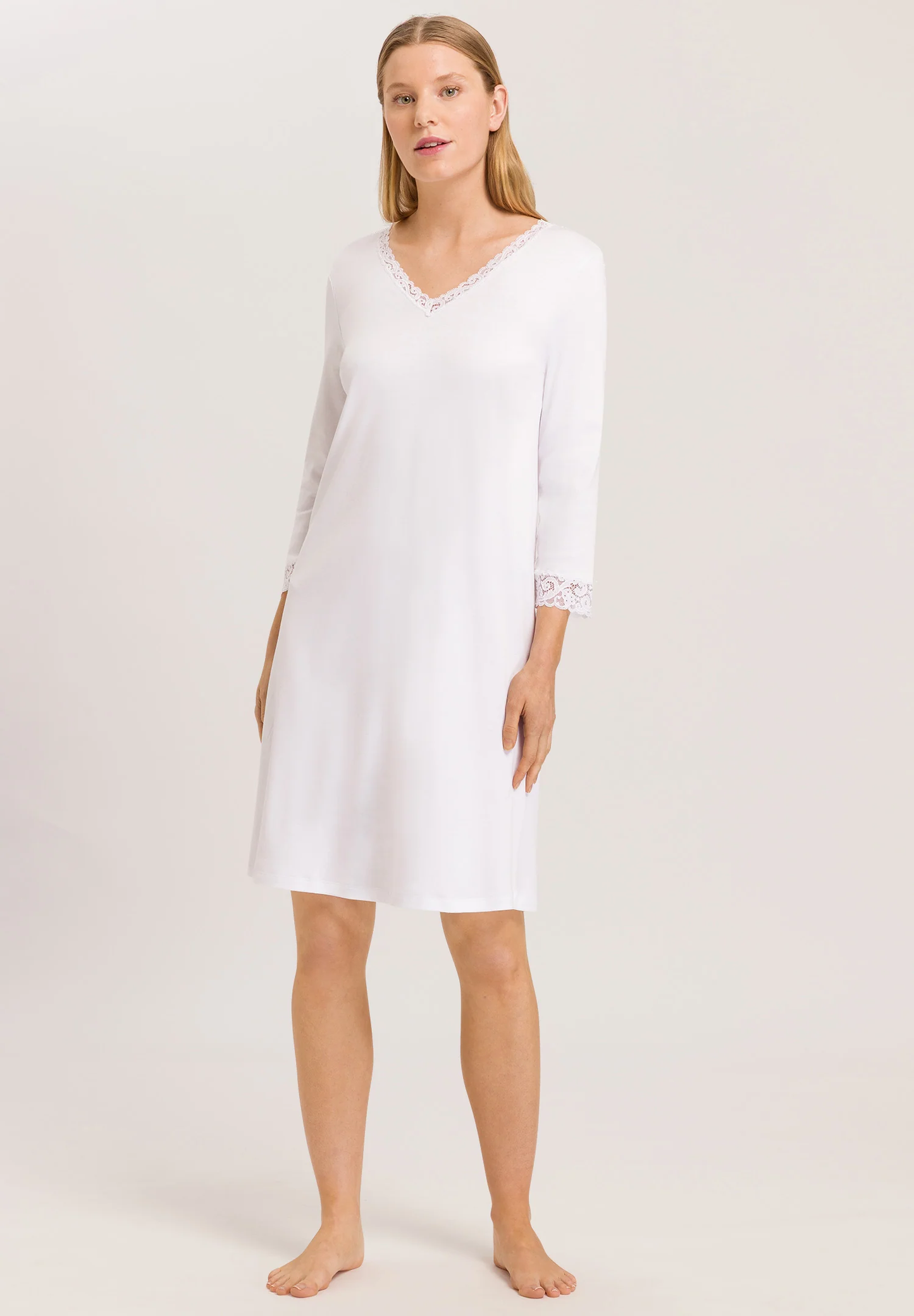 Lace Trim Cotton Nightgown | Hanro
