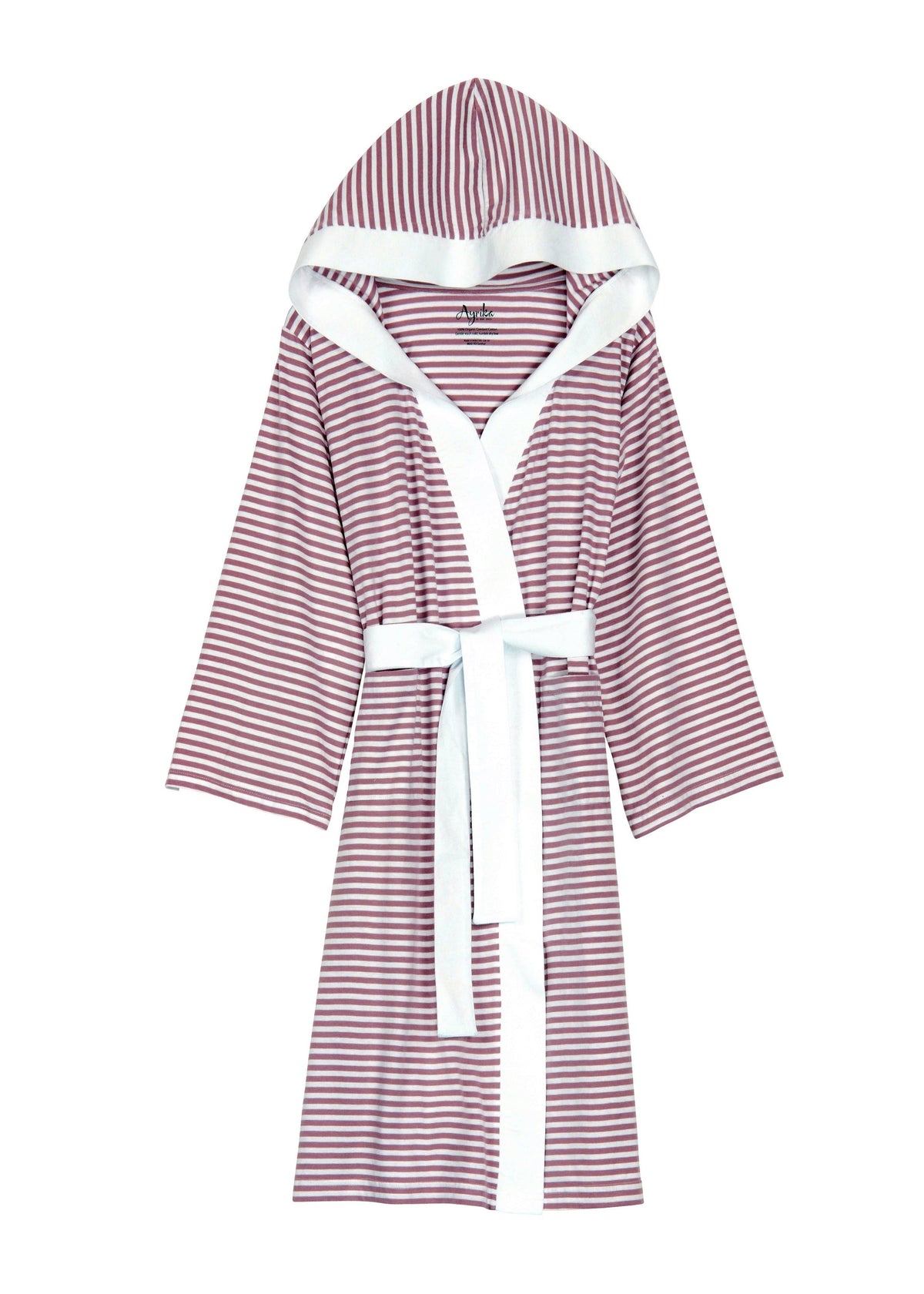 Seaside serenity stripe organic hooded short robe