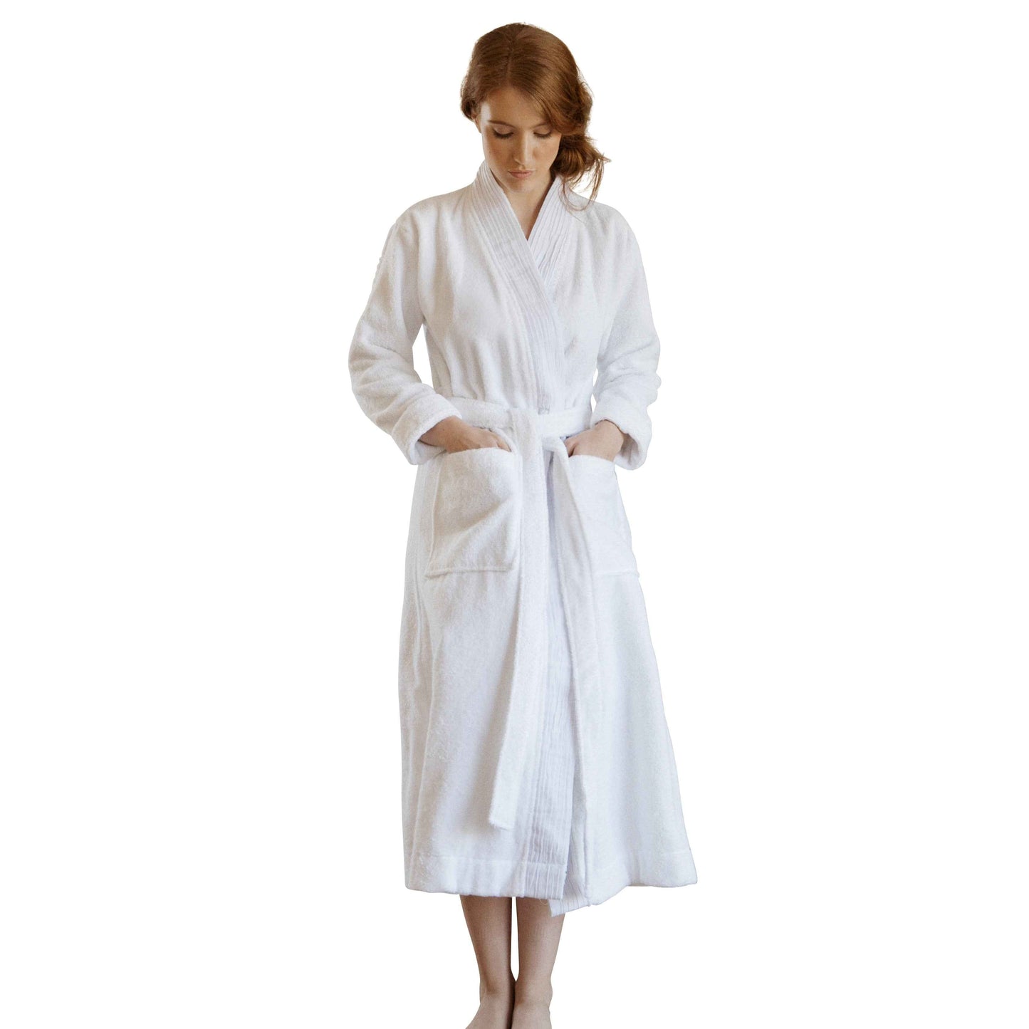 Turkish cotton terry cloth pleated bathrobe