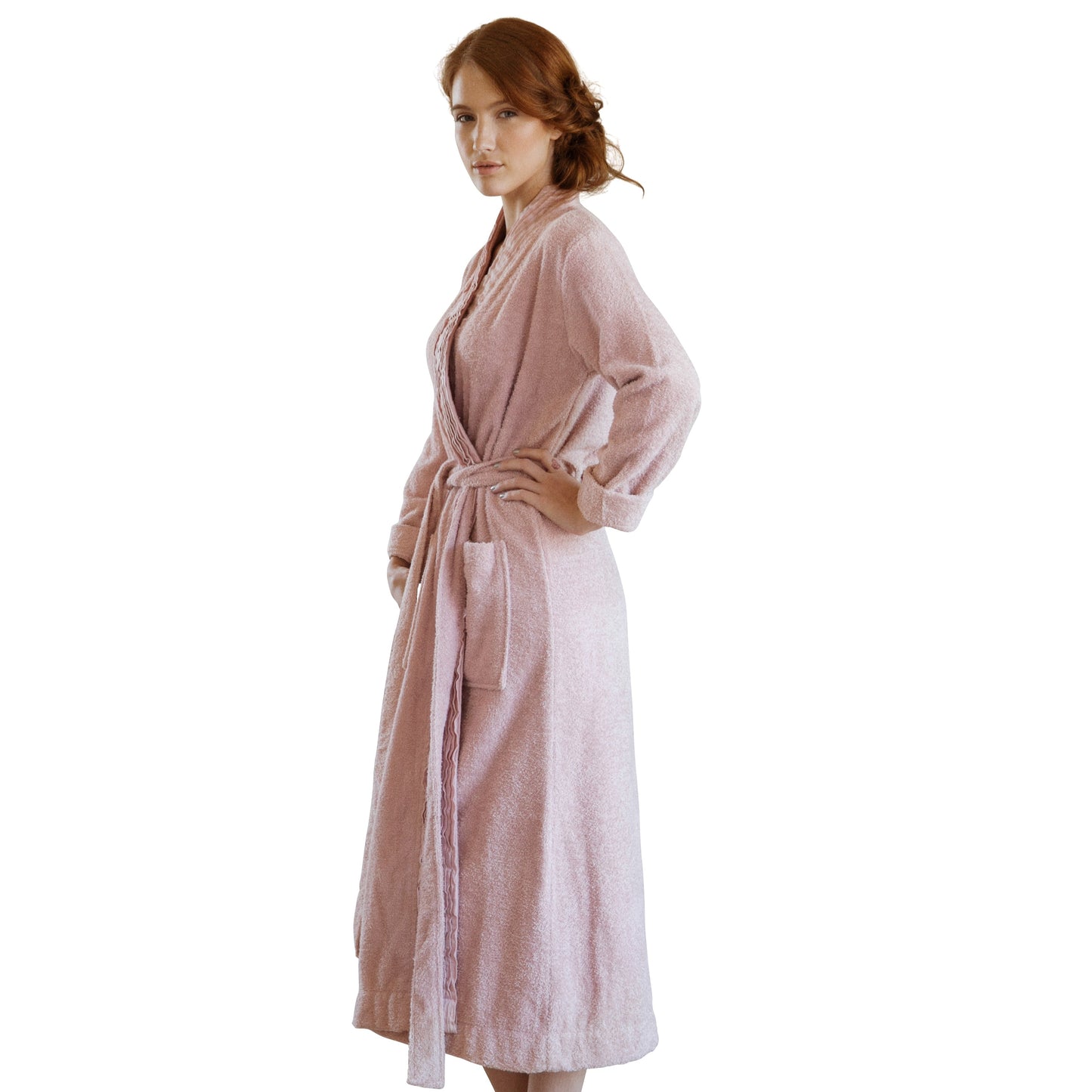 Turkish cotton terry cloth pleated bathrobe