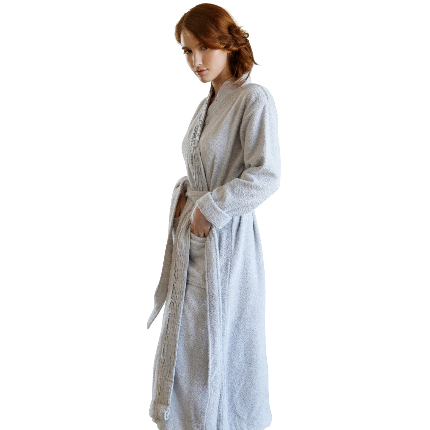Turkish cotton terry cloth pleated bathrobe