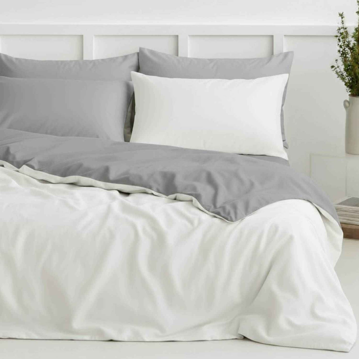Two-tone bamboo duvet cover + 2 shams set