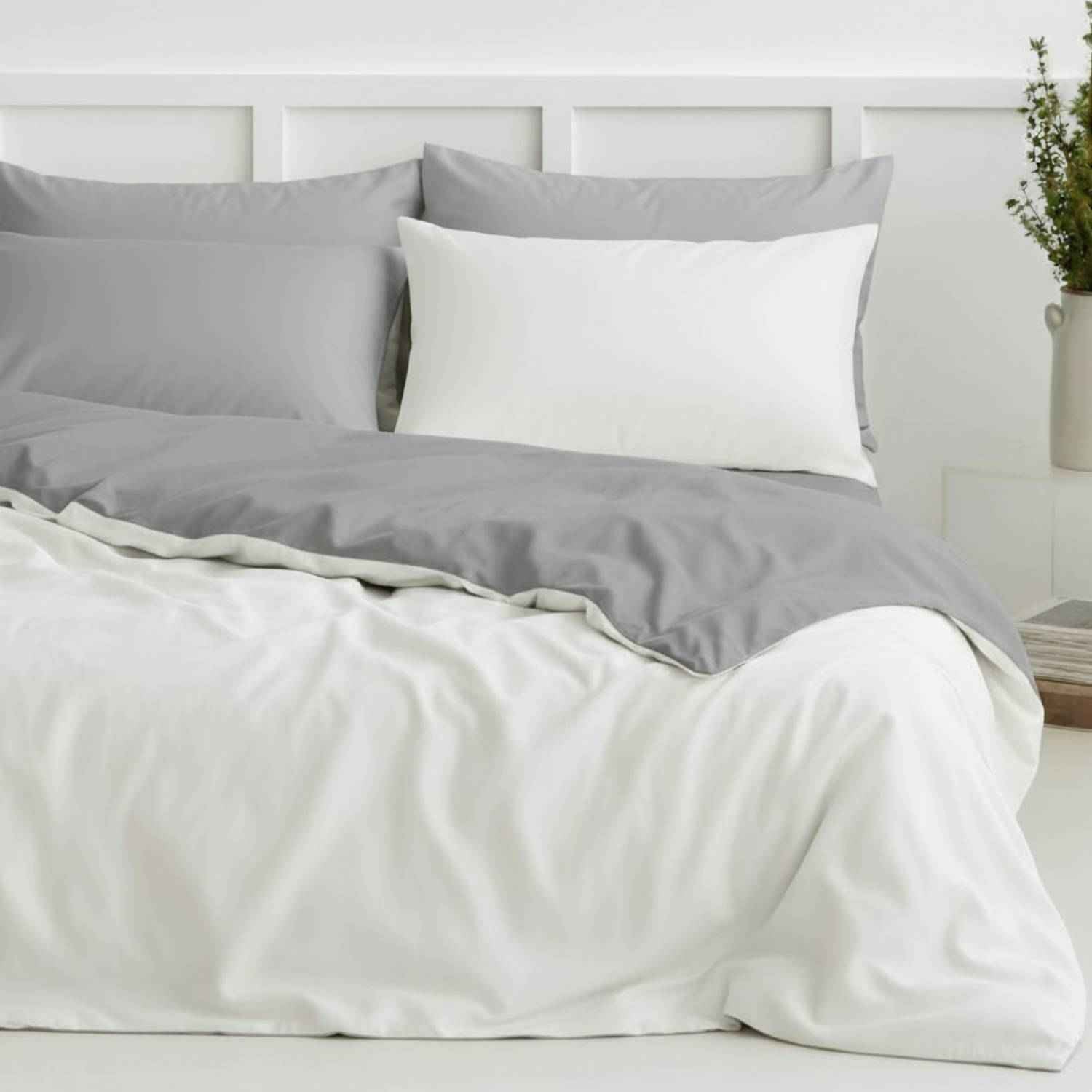 Two-tone bamboo duvet cover + 2 shams set