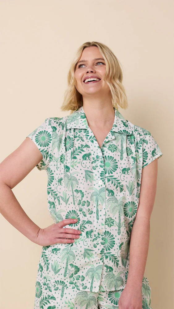 Palmera Green Luxe Pima Capri Pajama Set | The Cat's Pajamas