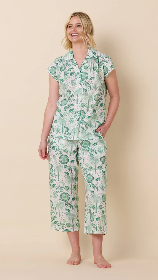 Palmera Green Luxe Pima Capri Pajama Set | The Cat's Pajamas