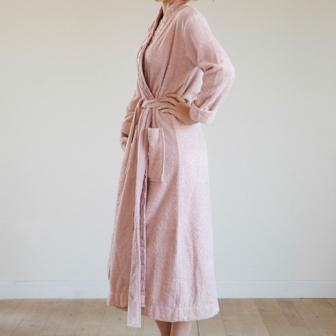 Turkish cotton terry cloth pleated bathrobe