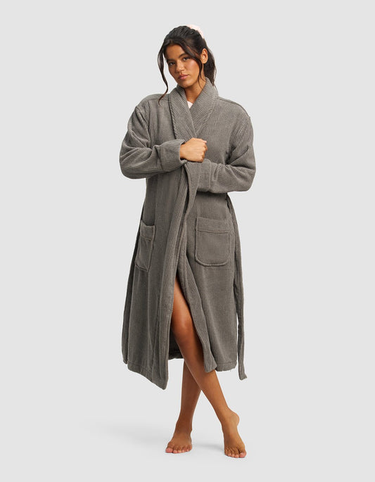 Ribbed terry bath robe