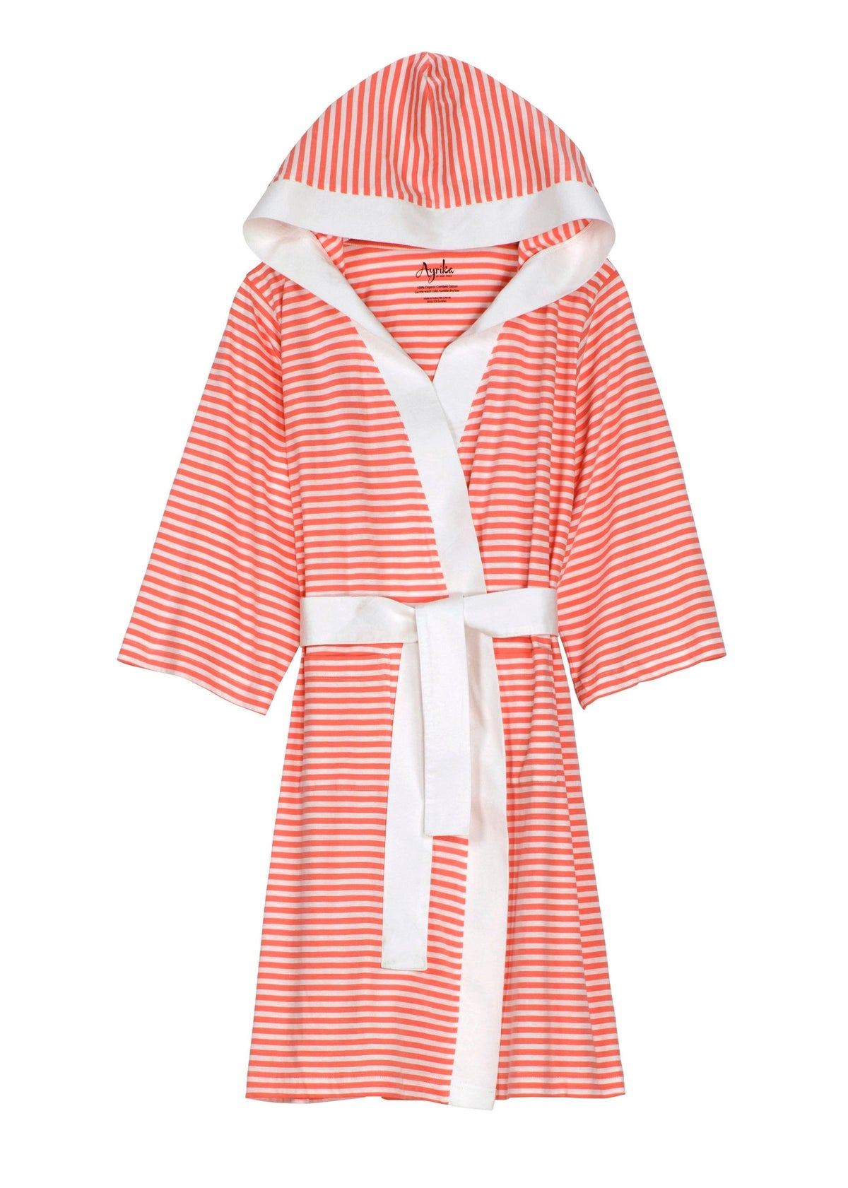 Seaside serenity stripe organic hooded short robe