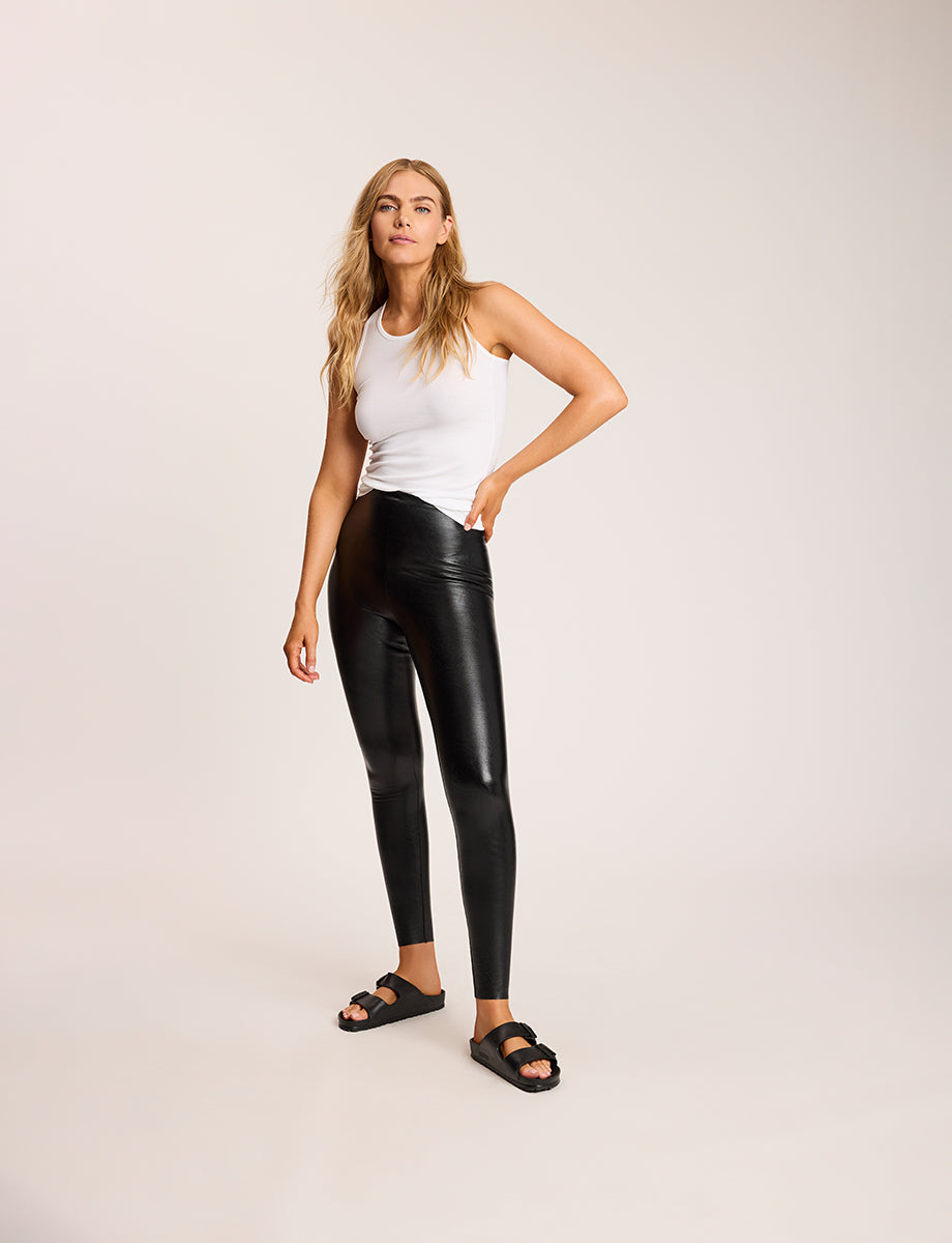 Commando Faux Leather Leggings with Perfect Control — front