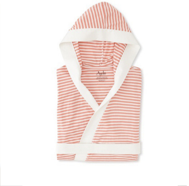 Seaside serenity stripe organic hooded short robe