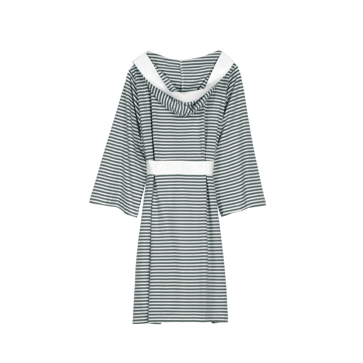 Seaside serenity stripe organic hooded short robe
