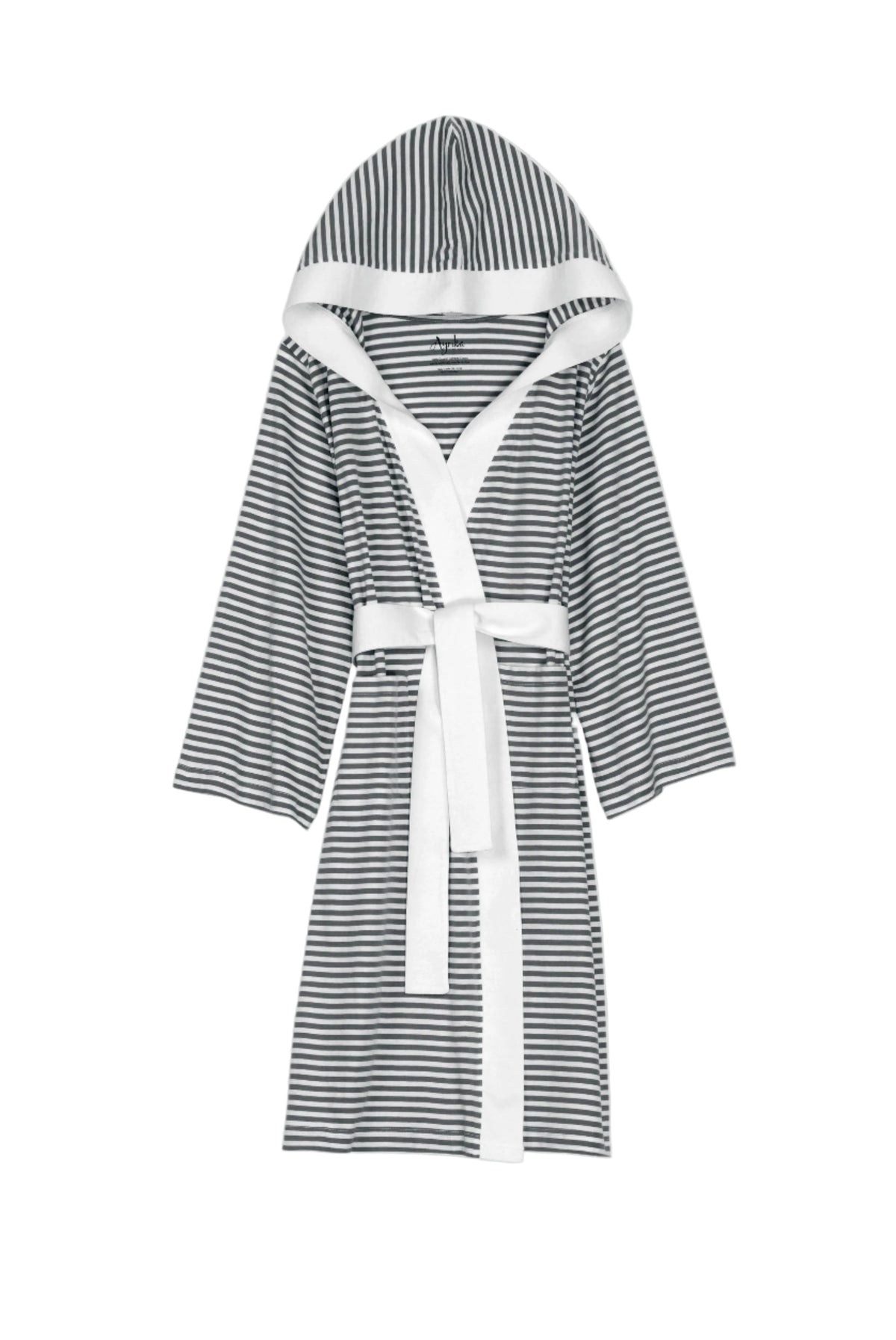 Seaside serenity stripe organic hooded short robe