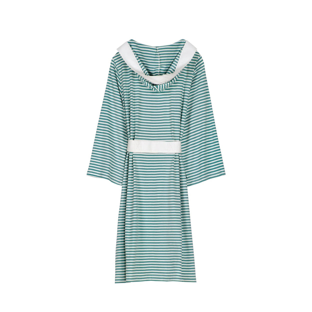 Seaside serenity stripe organic hooded short robe