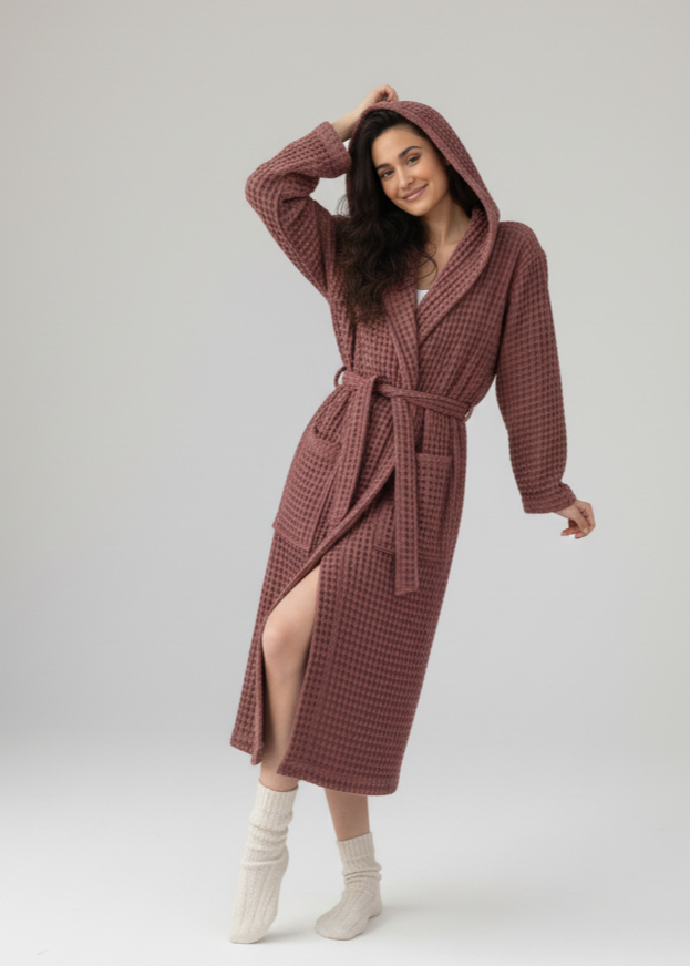 Organic turkish cotton waffle bathrobe – lightweight spa robe for men & women