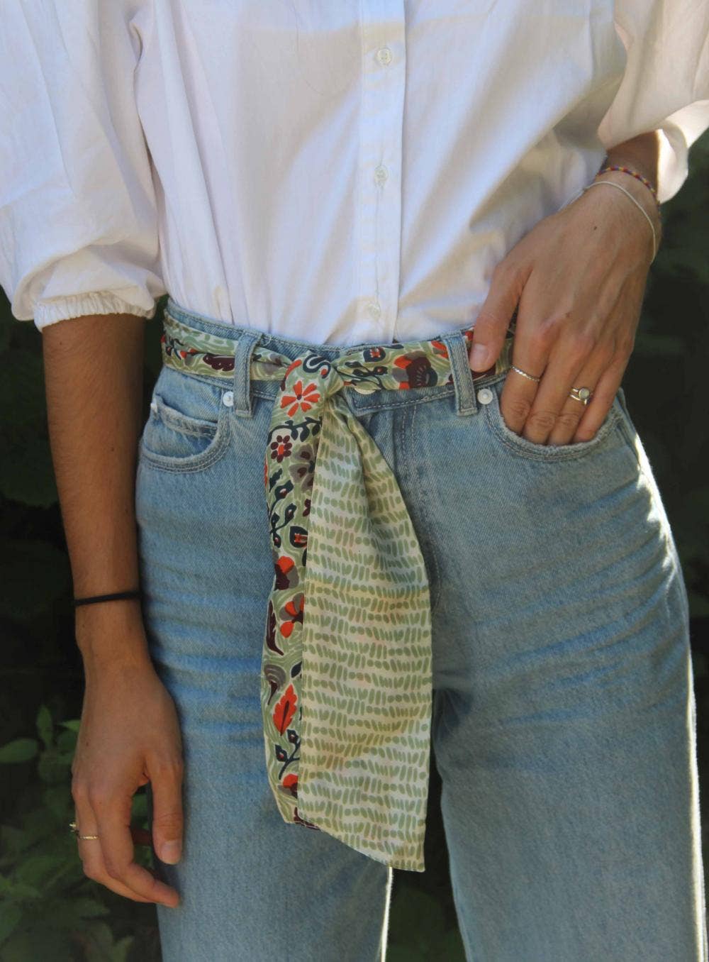 English Garden Khaki Silk Headband | Les Belles Vagabondes
