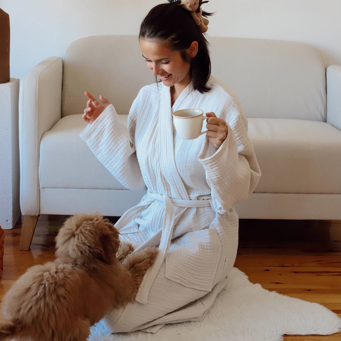 4-Layer Muslin Bathrobe| Turkish Cotton Kimono Robe | OEKO-TEX Certified