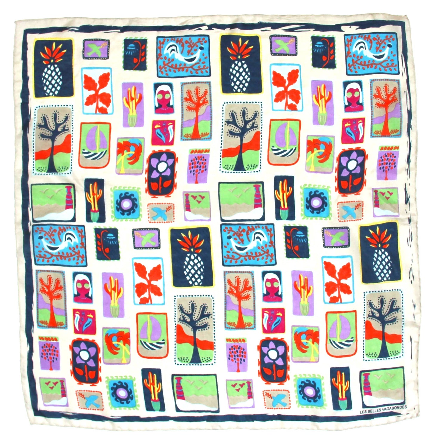 Postcard Marine Mini Silk Scarf | Les Belles Vagabondes