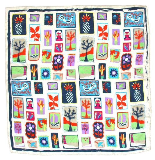 Postcard Marine Mini Silk Scarf | Les Belles Vagabondes