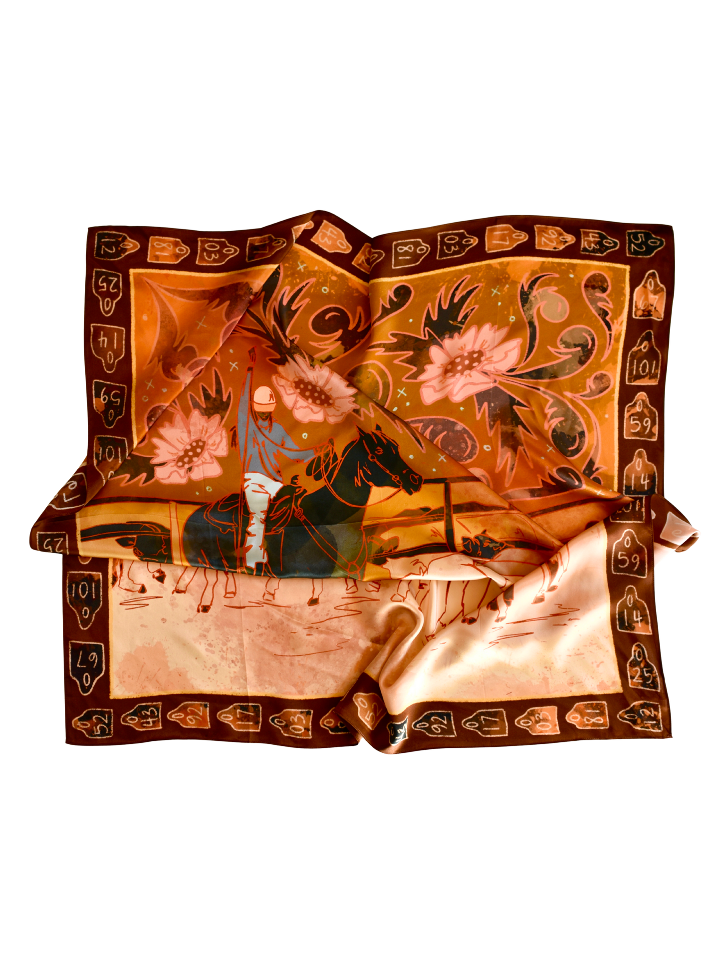 Floral Cattle Western Wild Rag – 100% Mulberry Silk Scarf | Tirzah