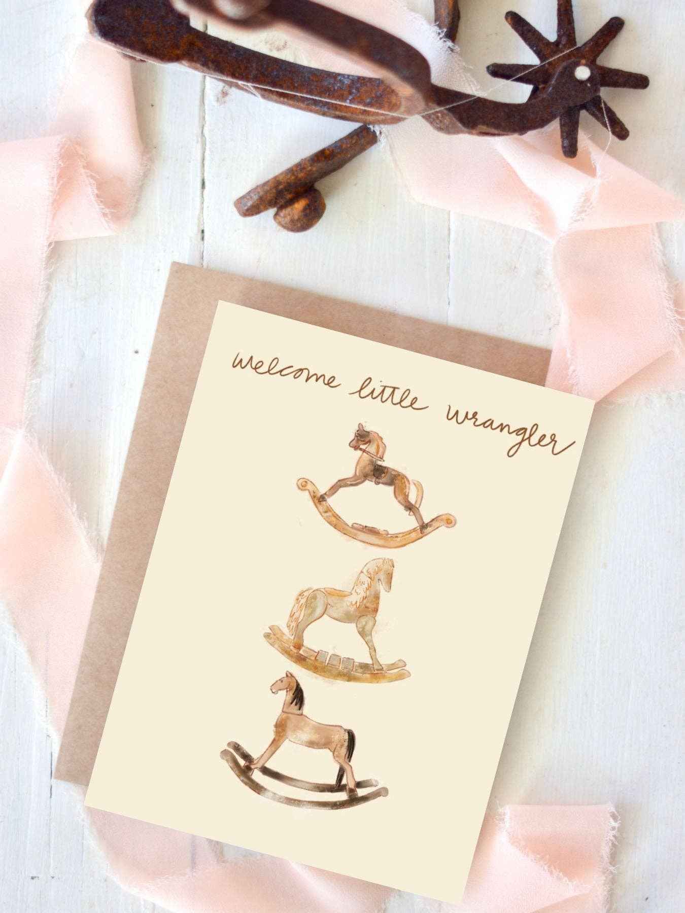 Welcome little wrangler baby western card