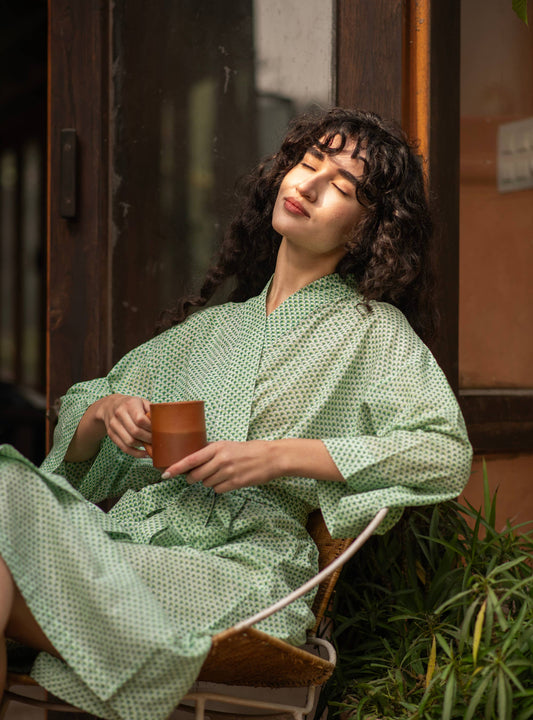 Scales Light and Dark Green Kimono