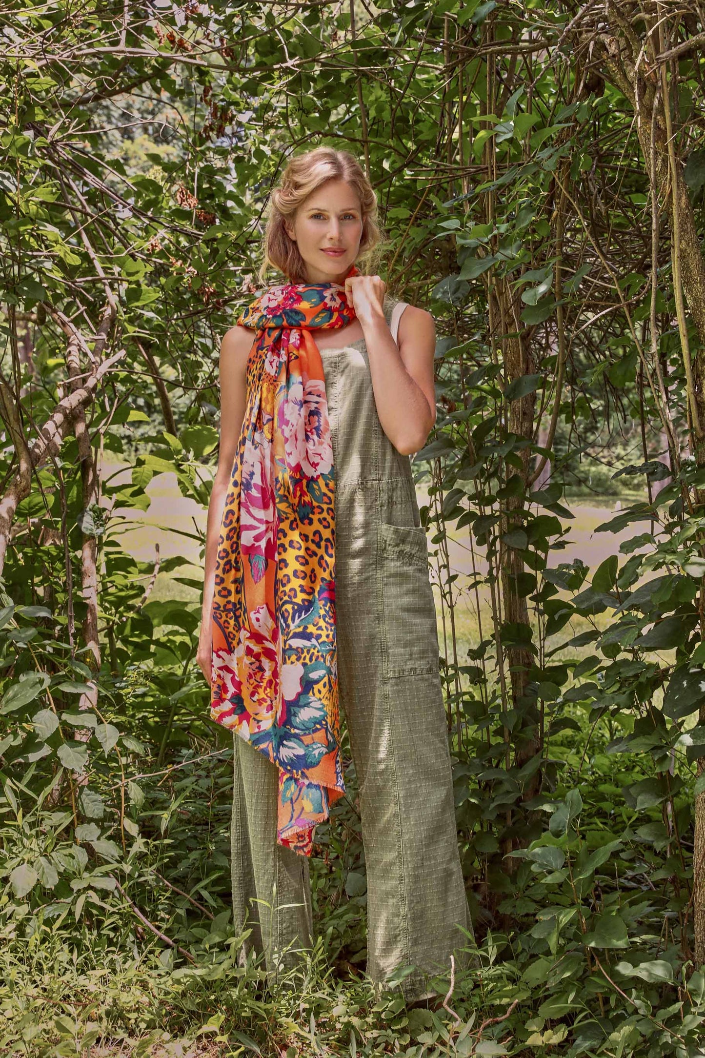 Climbing Leopard Tangerine Scarf | Powder Design