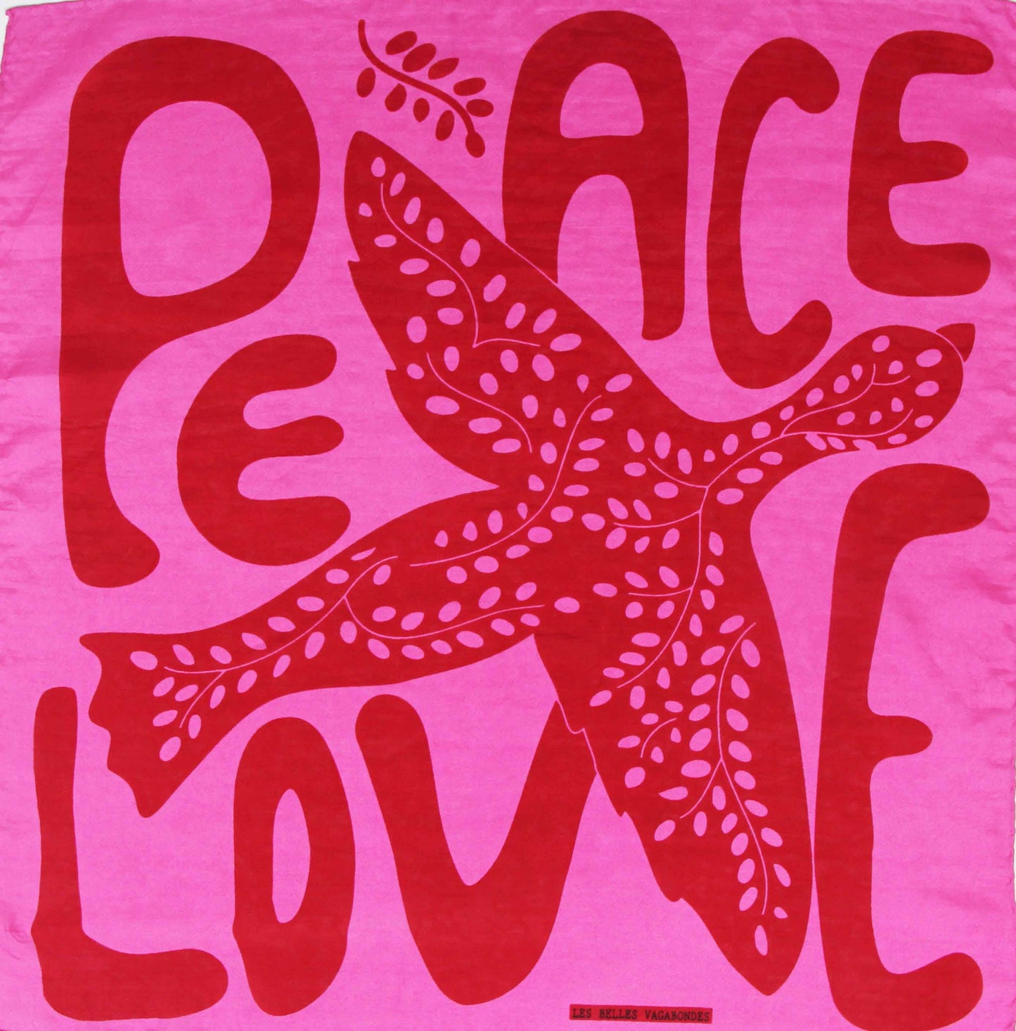 Peace and Love Fuchsia Mini Silk Scarf | Les Belles Vagabondes