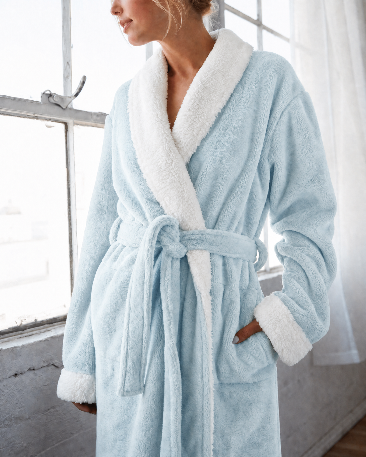 Cloud soft sherpa fleece robe