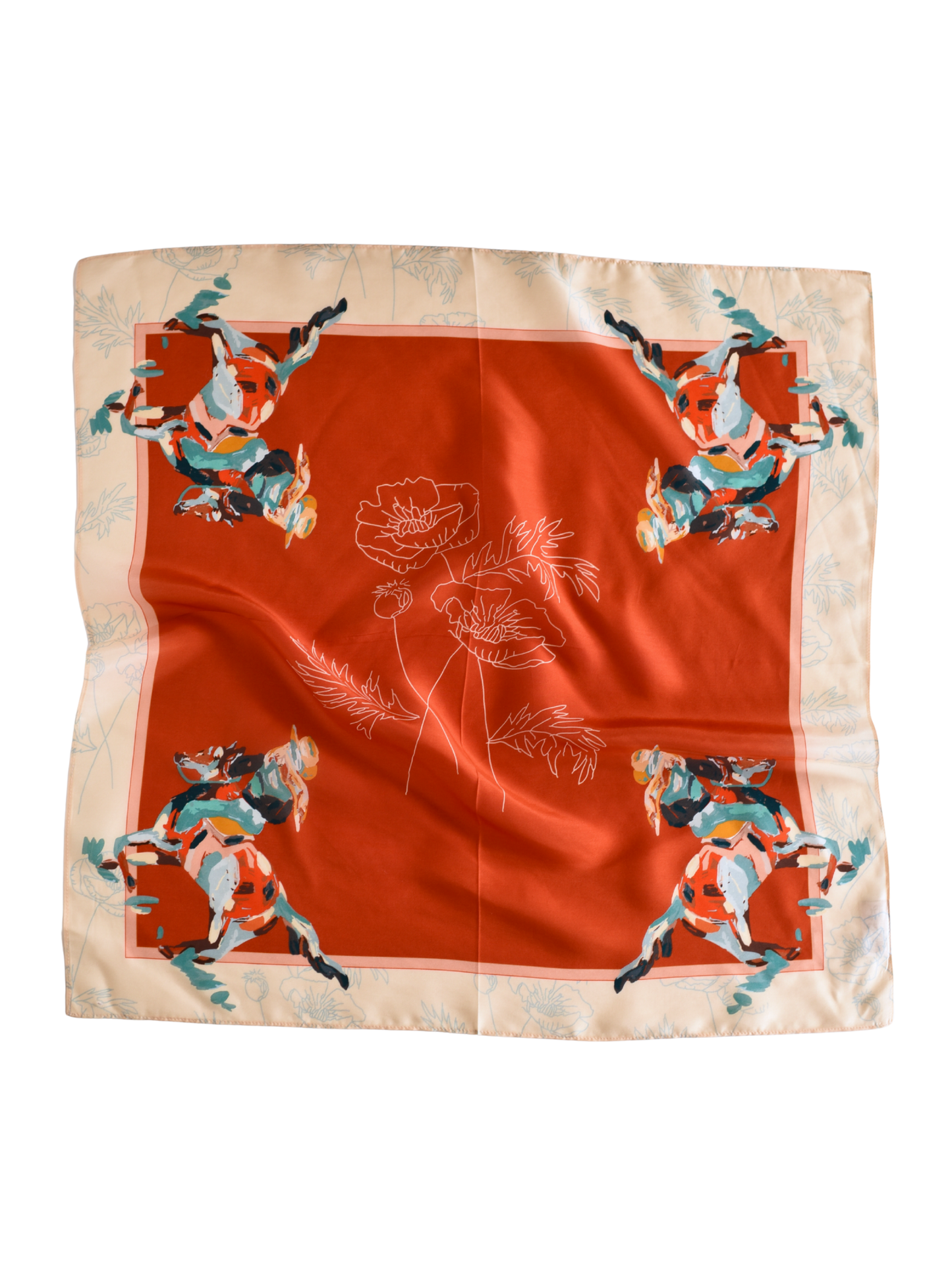 Poppy Cowgirl | Artisan Silk & Tencel Western Wild Rag Scarf | Tirzah Lane Art