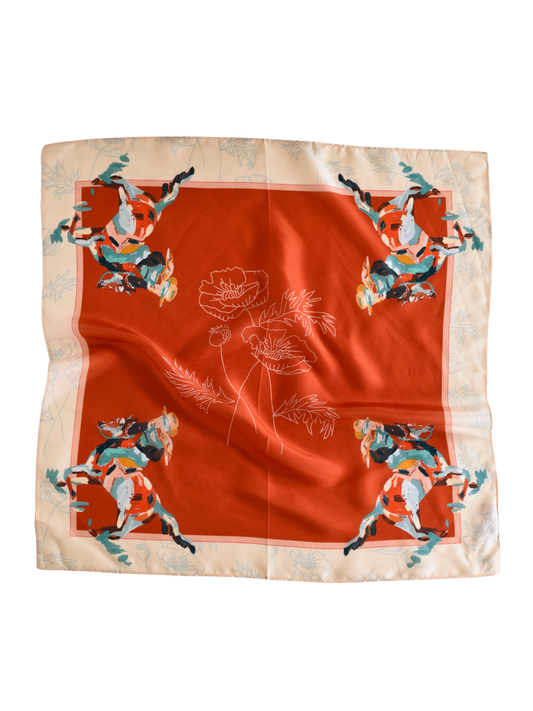 Poppy Cowgirl | Artisan Silk & Tencel Western Wild Rag Scarf | Tirzah Lane Art