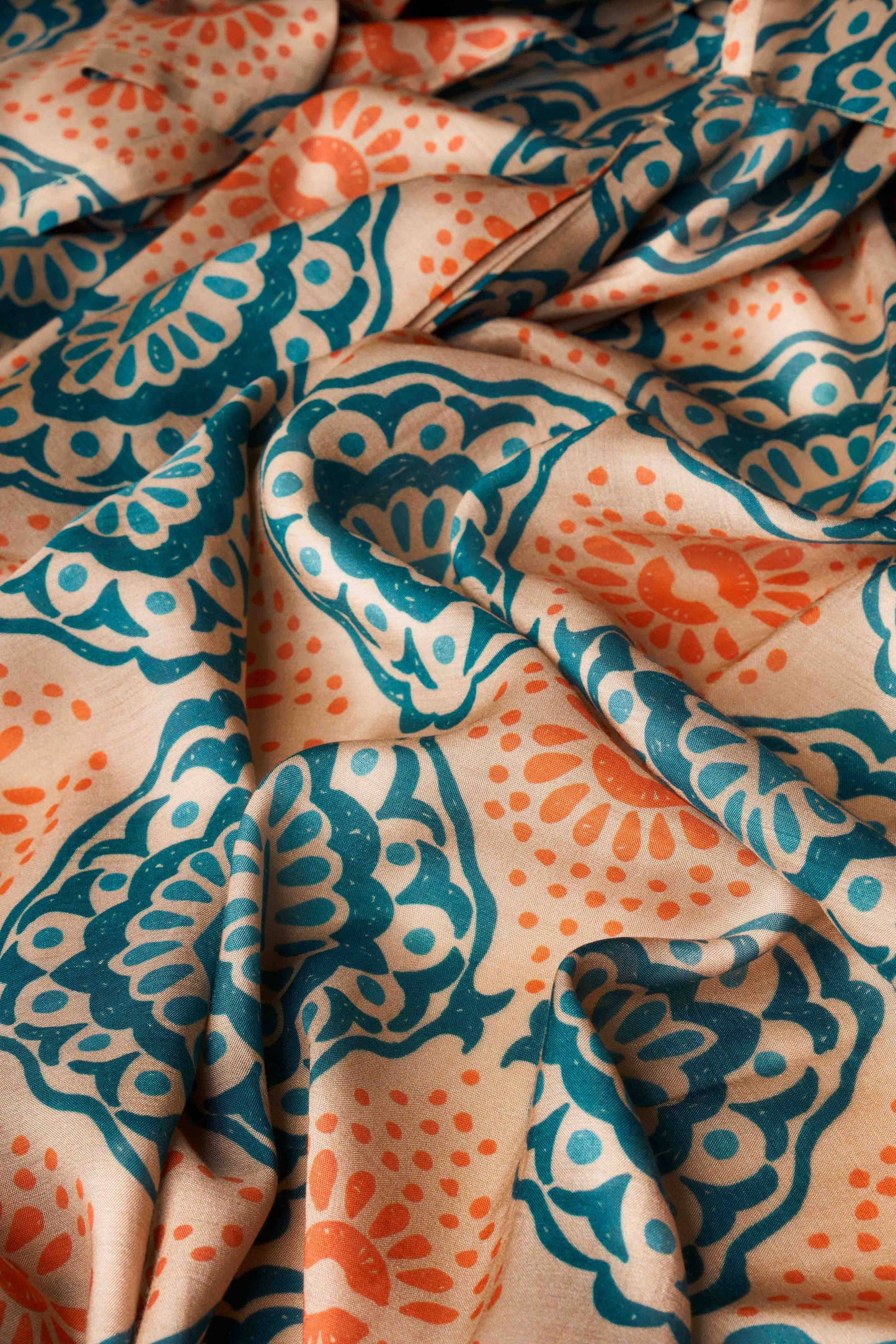Cream Batik Kimono Gown | Powder Design