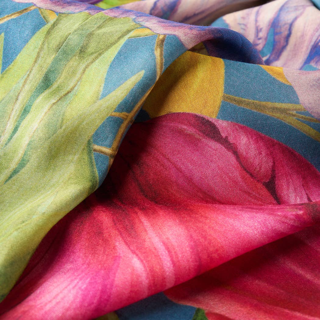 Floral Study Kimono Gown — Denim Blue | Powder Design