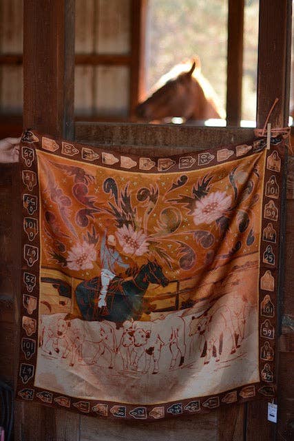 Floral Cattle Western Wild Rag – 100% Mulberry Silk Scarf | Tirzah