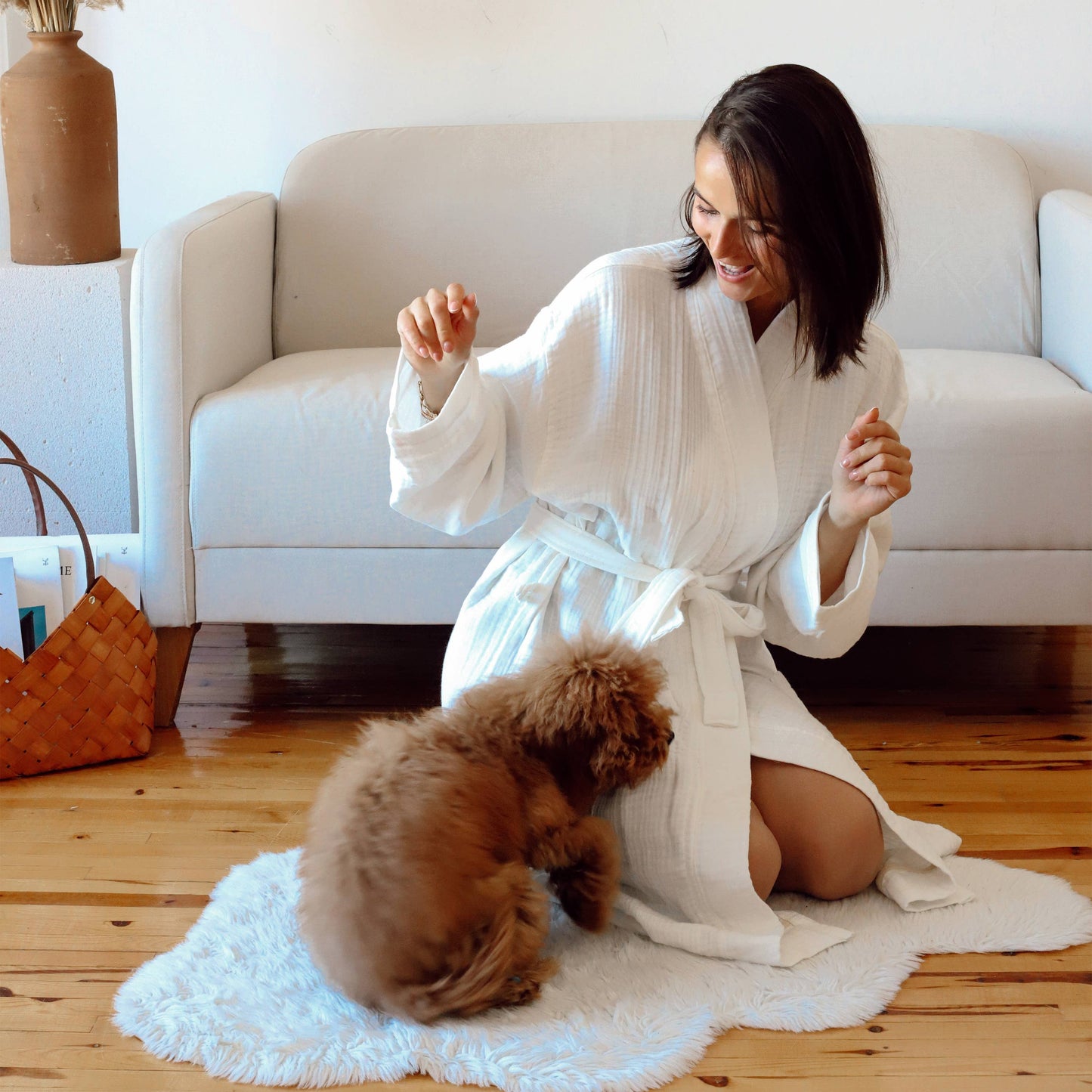 4-Layer Muslin Bathrobe| Turkish Cotton Kimono Robe | OEKO-TEX Certified