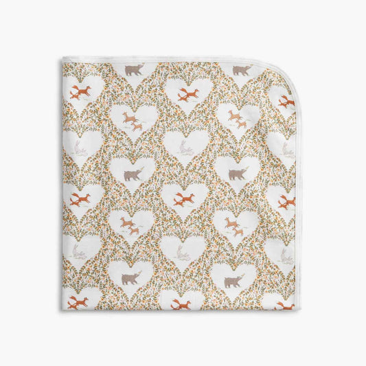 Animal heart organic cotton blanket