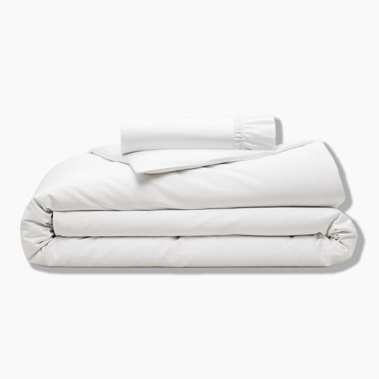 Organic cotton white duvet cover & fitted sheet set