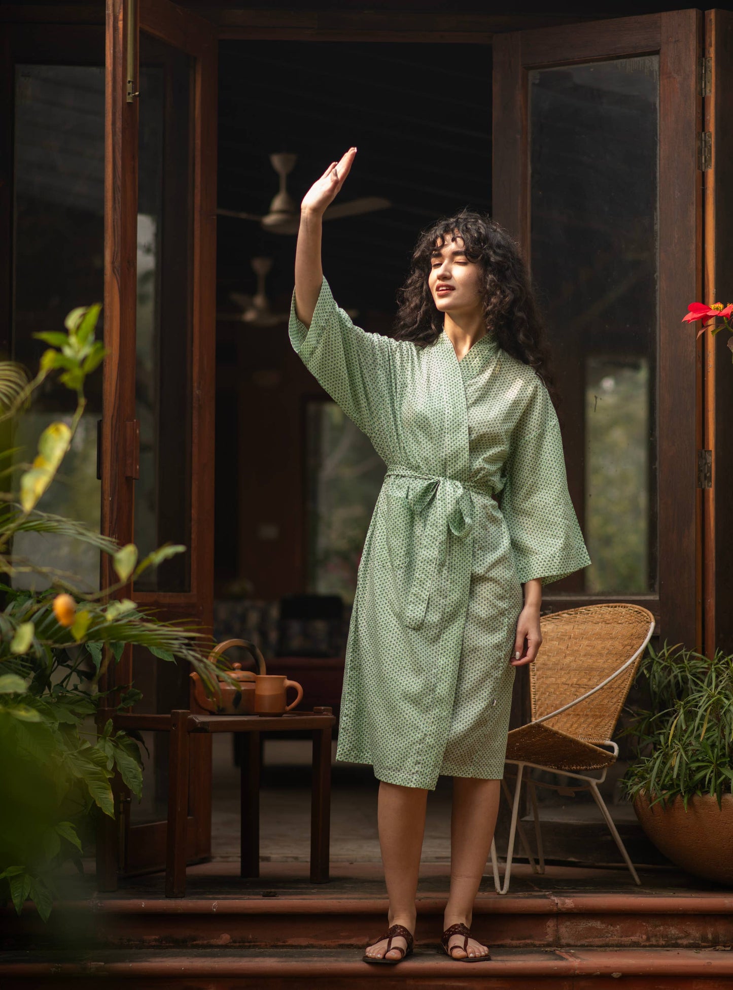 Scales Light and Dark Green Kimono