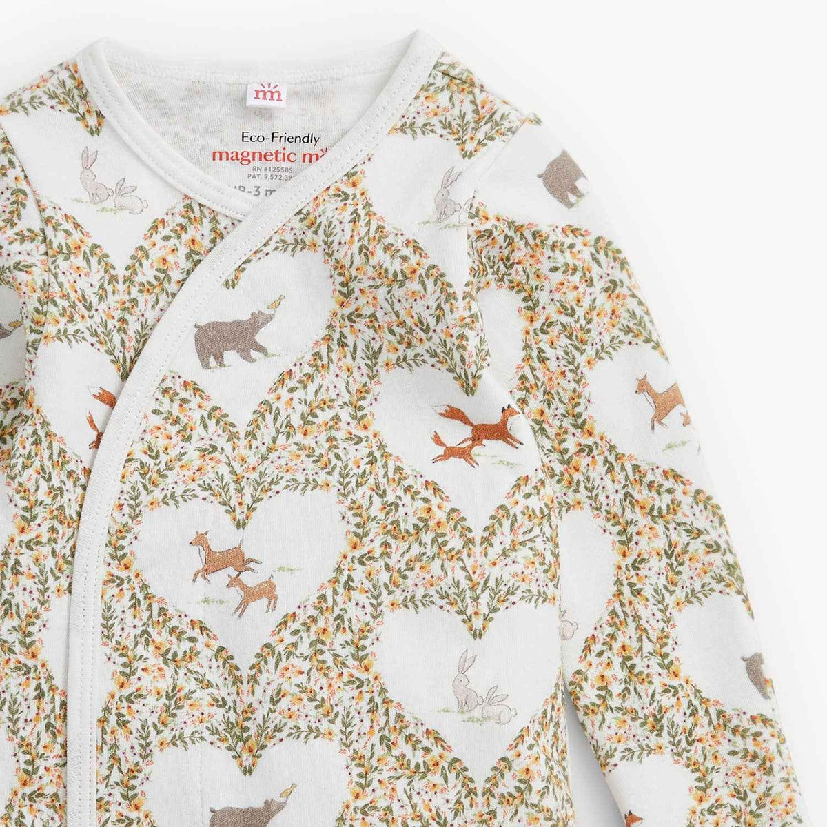 Animal heart organic cotton gown  + hat set