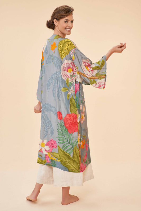 Tropical Flora & Fauna Kimono Gown | Powder Design