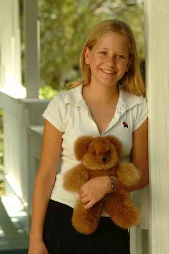 Baby Alpaca Fur Teddy Bear — 12 inch Tan Champagne detail