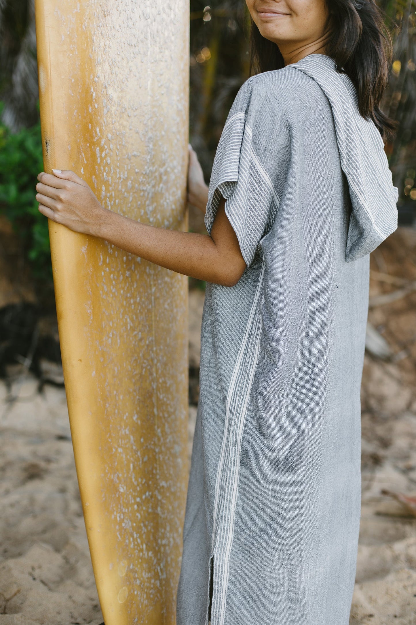 Grey Stripe Tribeca Hooded Maxi Kaftan | Home & Loft