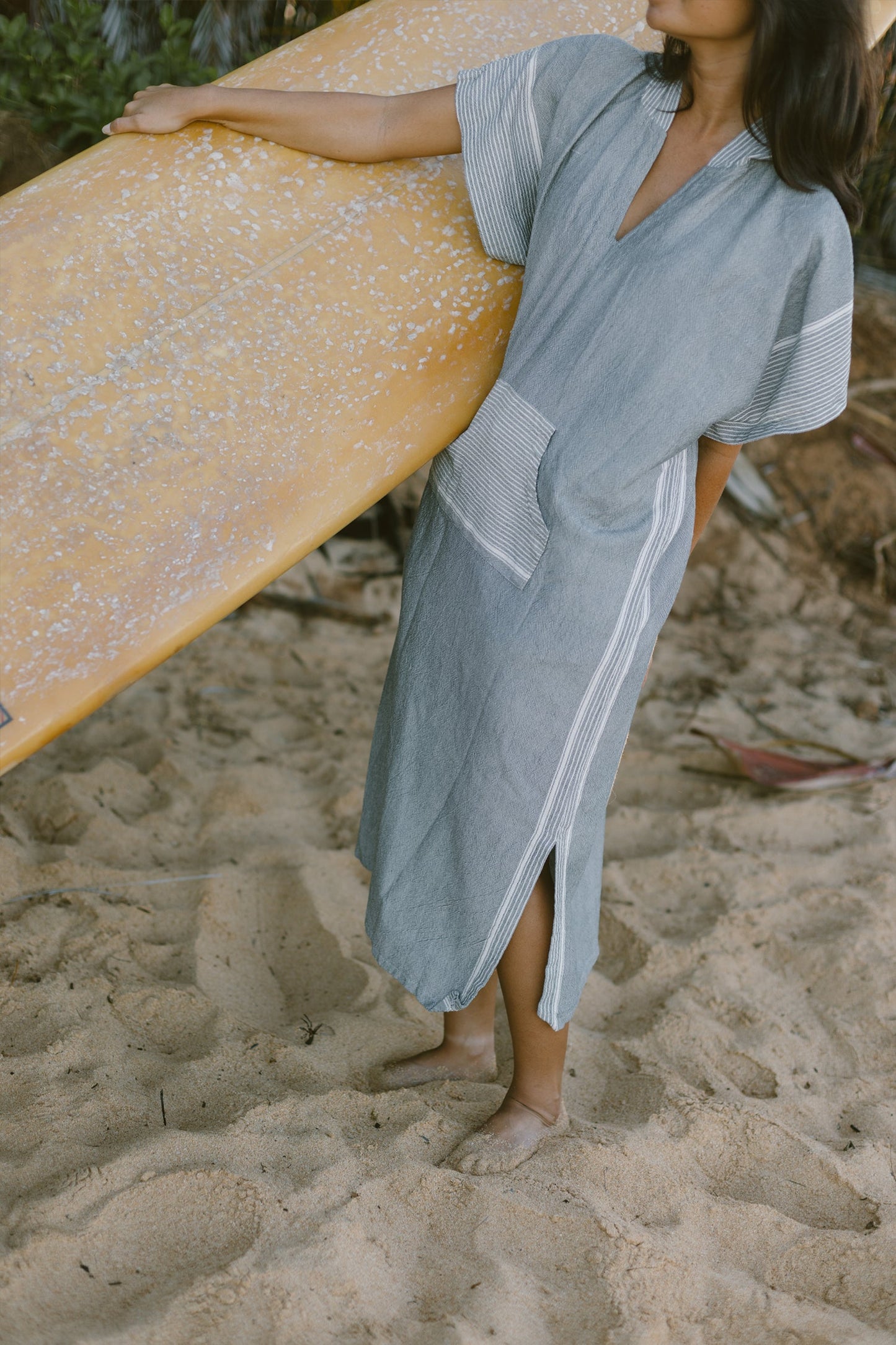 Grey Stripe Tribeca Hooded Maxi Kaftan | Home & Loft