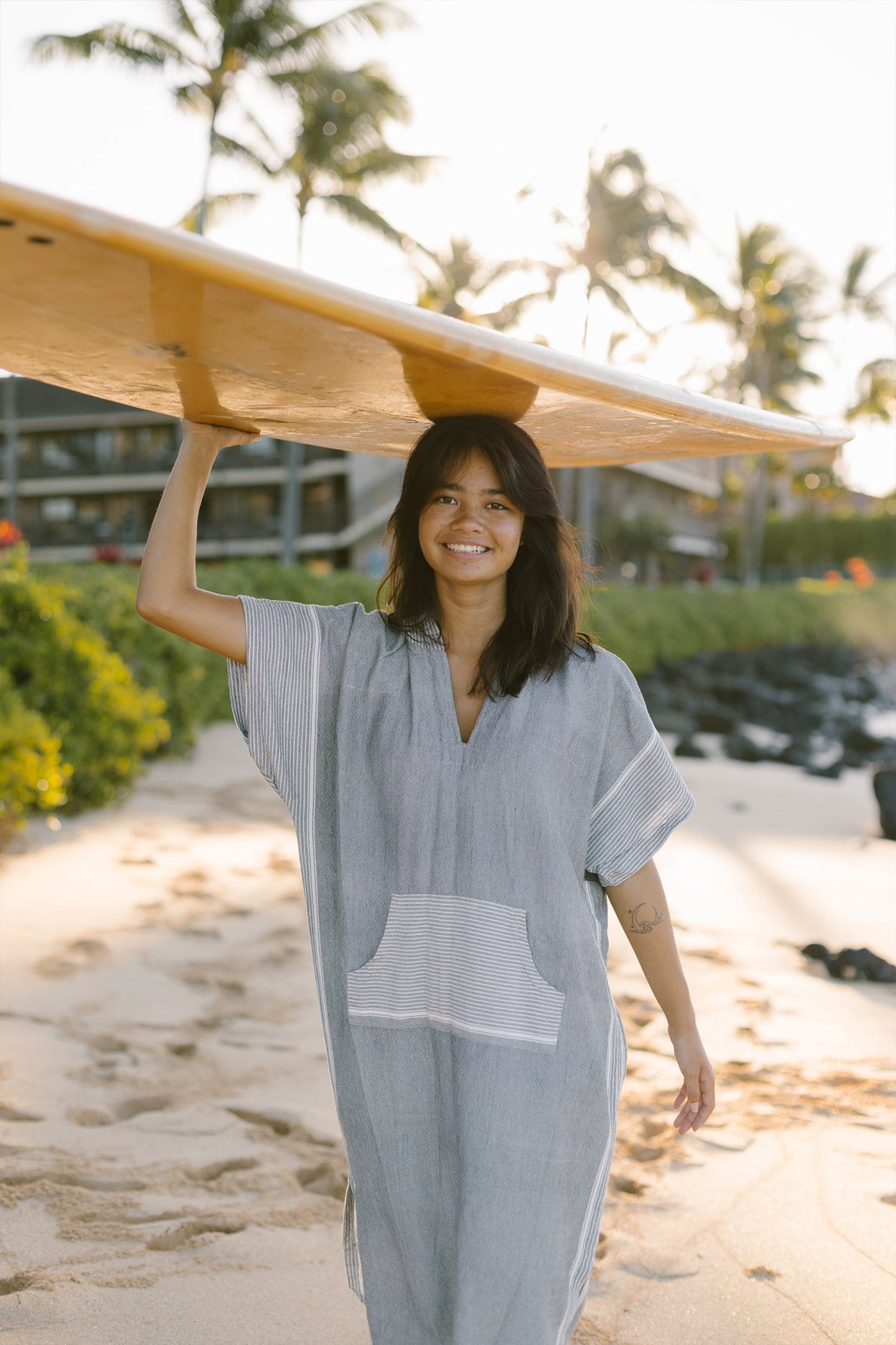 Grey Stripe Tribeca Hooded Maxi Kaftan | Home & Loft