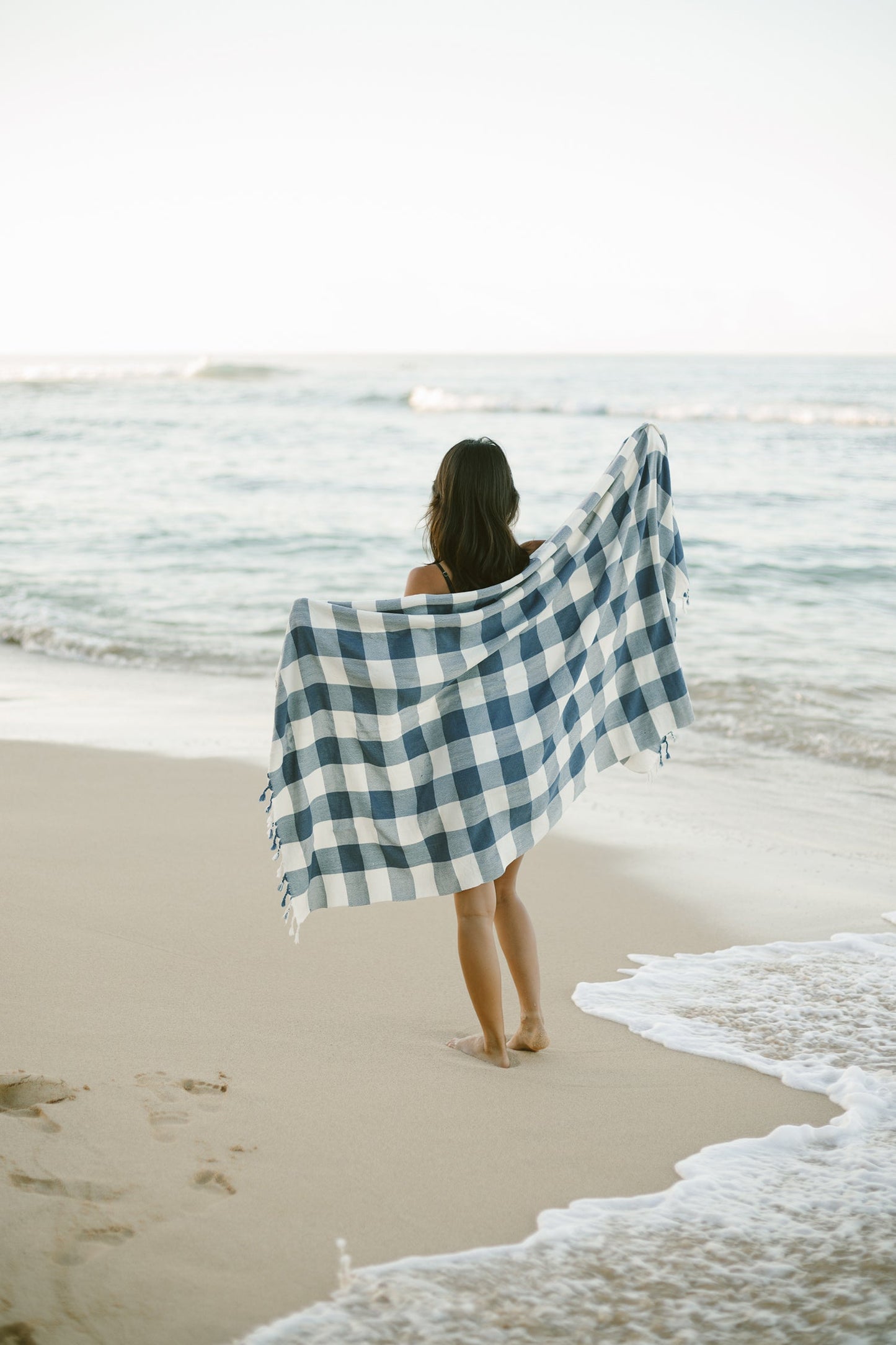 Ivory Navy Gingham Towel | Home & Loft