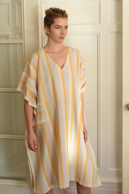 Yellow Ivory V-Neck Kaftan | Home & Loft